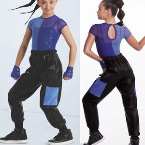 NWOT Weissman Showtime Girl's Fam Jam Dance Costume in Blue Black
